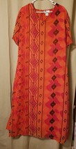 Carolina Bay Plus - Red Orange Black Geometric Print Maxie Dress Size 20   B14 - £11.42 GBP