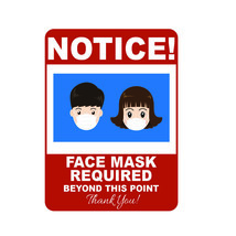(2) Notice Face Mask Required High Quality Washable Decals - Design 3 - $9.85