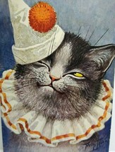Dressed Cat With Clown Hat &amp; Costume Postcard Artist Signed Arth. Thiele Germany - £26.16 GBP