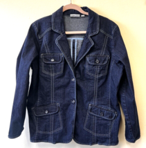 D &amp; Co Dark Blue Denim Jacket Womens 1X Excellent Shape Pockets Cotton Blend - £35.61 GBP