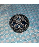 Enameled Jewel Box, 2&quot; in diameter, 1 1/4&quot; tall, blue and silver rhinest... - £11.87 GBP