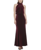 Eliza J Womens Velvet Mock Neck Full Length Evening Dress Wine Gown Size 10 B4HP - £71.64 GBP
