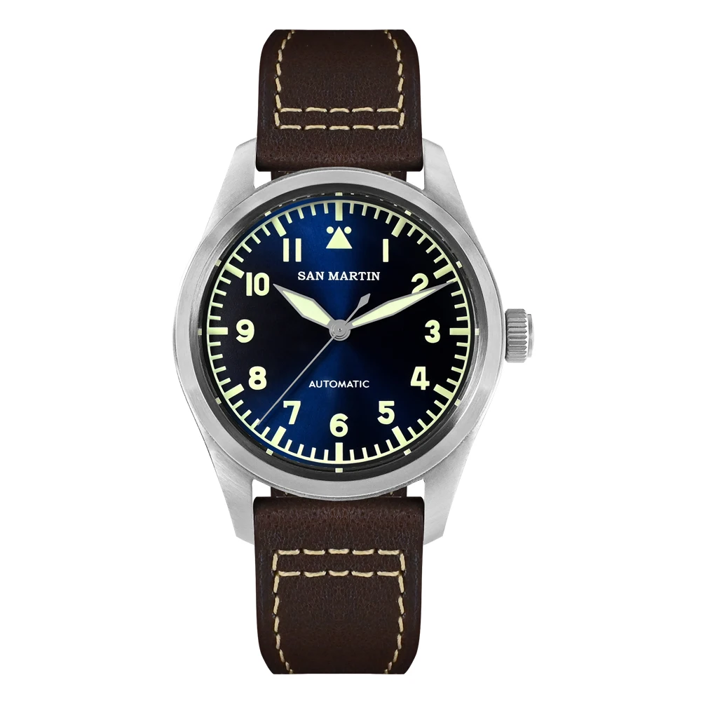 San  39mm Retro NH35 Watch For Men Automatic Aviator Wrist Clock Strap Mechanica - £296.26 GBP