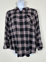 Torrid Womens Plus Size 3 (3X) Pink Plaid Pocket Button Up Shirt Long Sleeve - £13.73 GBP