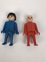2 x 1974 Playmobil Geobra Blue And Red Figures - Fast Free Shipping - £10.35 GBP