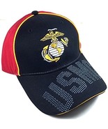 USMC UNITED STATES MARINE CORPS MARINES BLACK RED SHADOW CURVED BILL ADJ... - $21.12 CAD