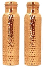 Set of 2 Hammered Copper Bottles for Water  Leak Proof Copper Water 1000 ml - £19.89 GBP