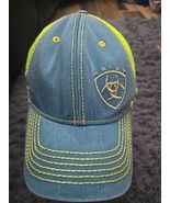 Ariat Cap Denim & Lime Mesh Snapback Baseball Truckers Western Cute Hat - $19.12