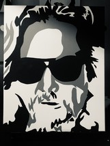 The Big Lebowski Hand painted canvas 16”X20”  Acrylic painting Black White Gray - £39.24 GBP