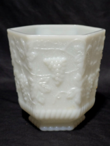 Vintage Fire King 6.5&quot; Utensil Holder Canister Anchor Hocking Milk Glass Grapes - £12.99 GBP