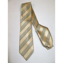 Mens Steven Land Density 100% Satin Silk Crystal Tie/Hankie Set CR27-13 Ivory image 2