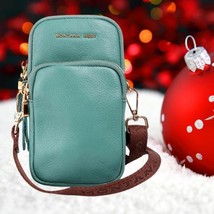Montana West Genuine Leather Cellphone Crossbody Bag Turquoise NEW - £27.96 GBP