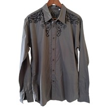 Guess Mens Y2K Grunge Button Shirt Grey XL Graphic Long Sleeve Cross Bik... - $27.99