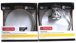 2 Delta Towel Ring Porter Collection Chrome Finish Easy Clip Install 78446 - £31.59 GBP