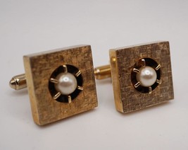 Set Gemelli da Uomo Design Color Oro Perle Finte - £27.93 GBP
