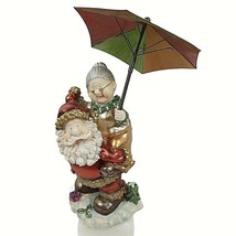 Vintage Santa with Mrs Claus Riding on his Back Umbrella 14&quot; Figurine - £17.51 GBP