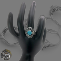 Womens Silver Tone Light Blue Rhinestone Circle Statement Cocktail Ring Size 9.5 - £15.72 GBP