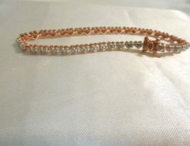 Department Store 7&quot; Rose Gold/SS Plate Diamond Accent Bracelet Y342 - £29.11 GBP