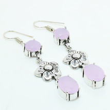Rose Quartz Gemstone Handmade Fashion Ethnic Earrings Jewelry 2.50" SA 3846 - £5.16 GBP