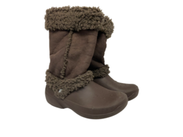 Crocs Women&#39;s Nadia Rubber Sherpa-Lined Winter Boots Brown Size 8M - £30.04 GBP