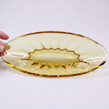 Vintage Amber Yellow Gold Glass Relish Dish Oval Rare Pretty Glass Dish - £5.44 GBP