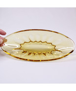 Vintage Amber Yellow Gold Glass Relish Dish Oval Rare Pretty Glass Dish - £5.44 GBP