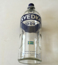 Empty Svedka glass vodka bottle small flag of Sweden graphics on bottle ... - $19.75