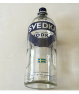 Empty Svedka glass vodka bottle small flag of Sweden graphics on bottle ... - $19.75