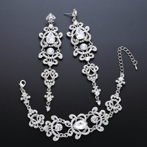 OCESRIO Top Luxury Jewelry sets Silver Color Zircon Big Long Earring hanging Bra - £18.81 GBP