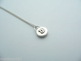 Tiffany &amp; Co Silver Locks Circle Round Necklace Pendant Charm 16.7 In Gift Love - £203.02 GBP
