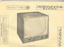 1956 FADA PC17 PC21 UPC21 TELEVISION Tv Photofact MANUAL PC17EB PC17LO P... - $9.89