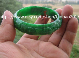 Wishful hand carved jade green jade bracelet pattern (diameter 56 mm custom size - £54.34 GBP