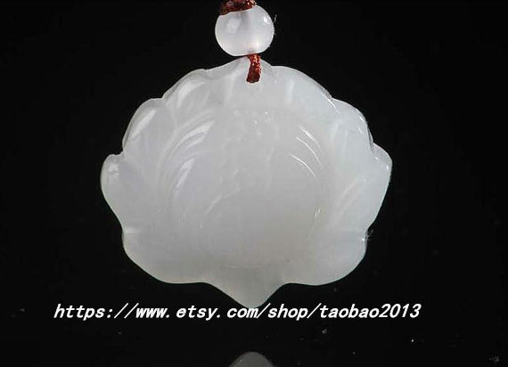 Natural white jade jadeite buddha Lotus / buddha Lotus flower charm pendant - $13.99