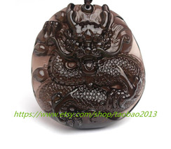 Hand-carved natural obsidian charm dragon pendants - £37.47 GBP