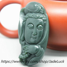 Free shipping------Perfect Green Jade Buddha Guanyin pendant security and peace  - £18.08 GBP