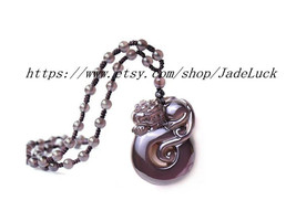 Free shipping------Pi Yao obsidian amulet pendant hand-carved natural obsidian  - £32.16 GBP