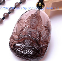 Free delivery - natural ice Obsidian / 1000 / hand / a Buddism godness Guanyin p - £29.05 GBP
