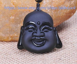 Free shipping ----Natural Obsidian Buddha head pendant - £19.17 GBP