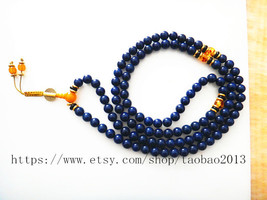 AAA natural lapis lazuli Tibetan Buddhist meditation yoga 108 prayer beads rosar - £22.56 GBP