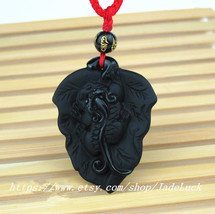 Free shipping -----Scrub Natural obsidian pi yao carved pendants &quot;flourishes&quot; pe - £27.33 GBP