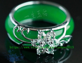 Free shipping ---925 sterling silver, simple OL. Green Jade Ring size ( ... - £18.00 GBP