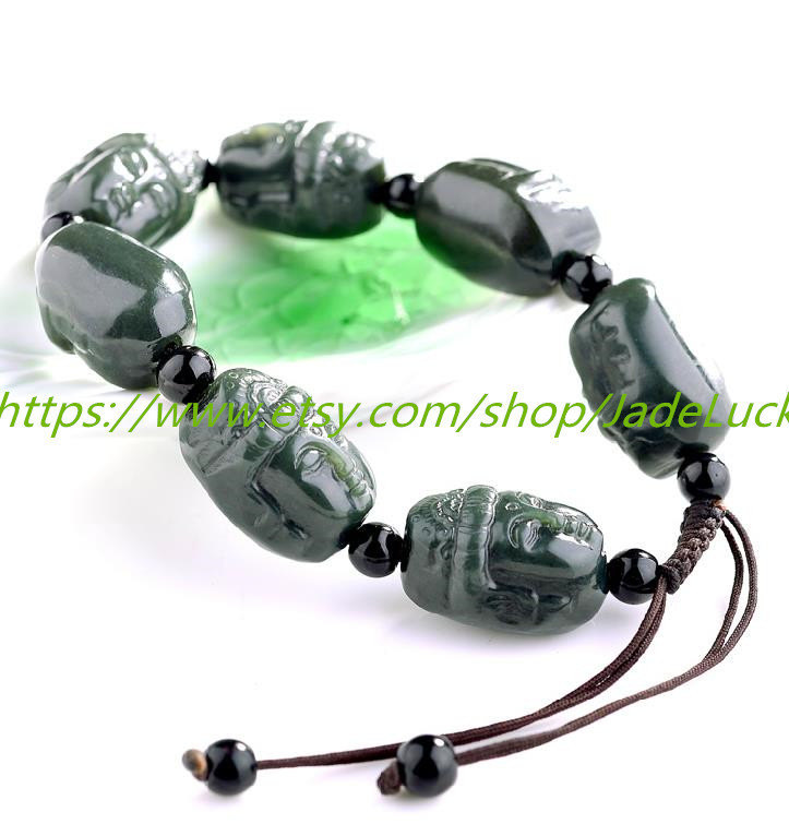 Primary image for Free Shipping --- good luck hand-carved black jade bracelet jade Guanyin head yo