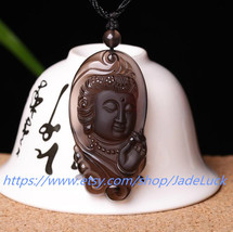 Free Shipping --- natural ice kind of obsidian pendant Guanyin Buddha pendant na - £31.63 GBP