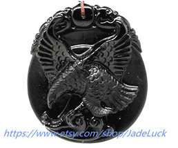 Free shipping ---Natural obsidian pendant * eagle wings * grand plans * - £22.53 GBP