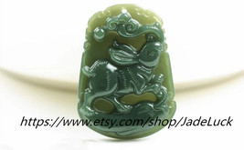 Free shipping -good luck Amulet Natural green Jadeite Jade Rabbit charm Pendant  - £23.69 GBP