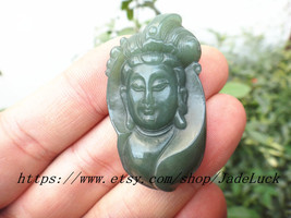 Free shipping -Unique perfect natural jade pendant A cargo jade Guanyin - $26.99