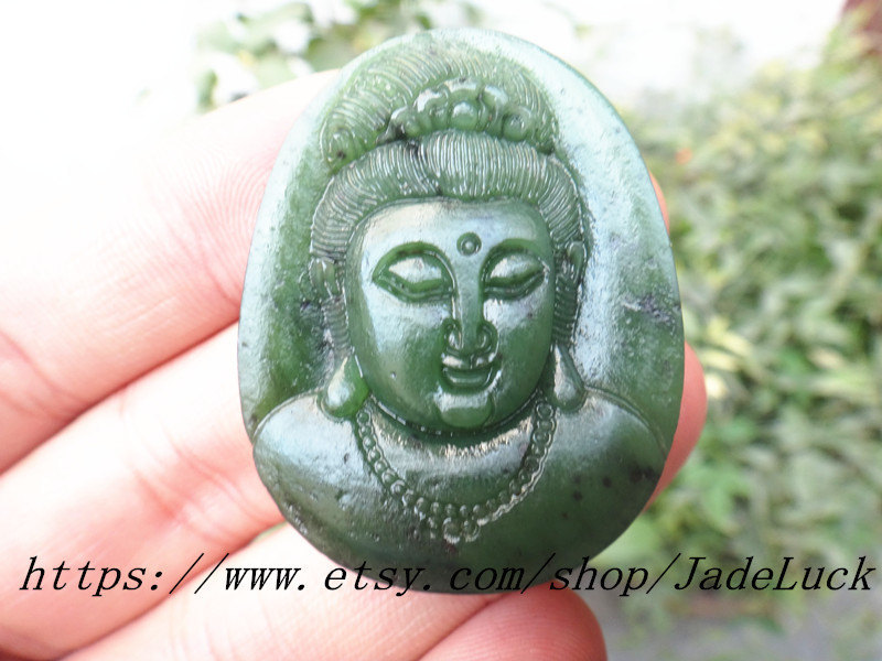 Primary image for Free shipping -Unique perfect natural jade pendant A cargo jade Guanyin