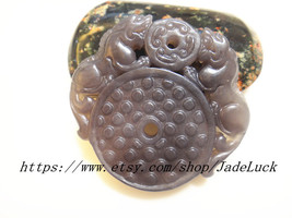 Free shipping -Natural Purple double Pi Yao charm pendant amulet pendant - £23.97 GBP