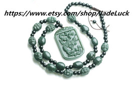 AAA grade natural hand-carved green jade 18 Buddha necklace / pendant dragon - $36.99
