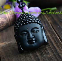Natural Obsidian Buddha head / Lucky / Evil / security and peace - £18.78 GBP